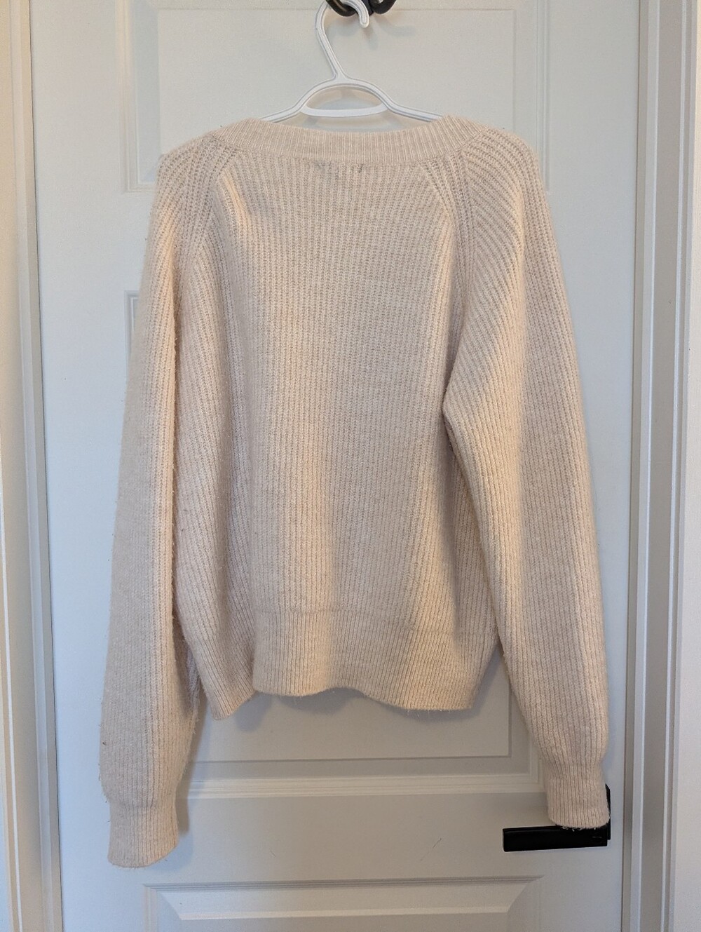 Dynamite Cream Ribbed V-Neck Button Cardigan - Picture 2 of 4